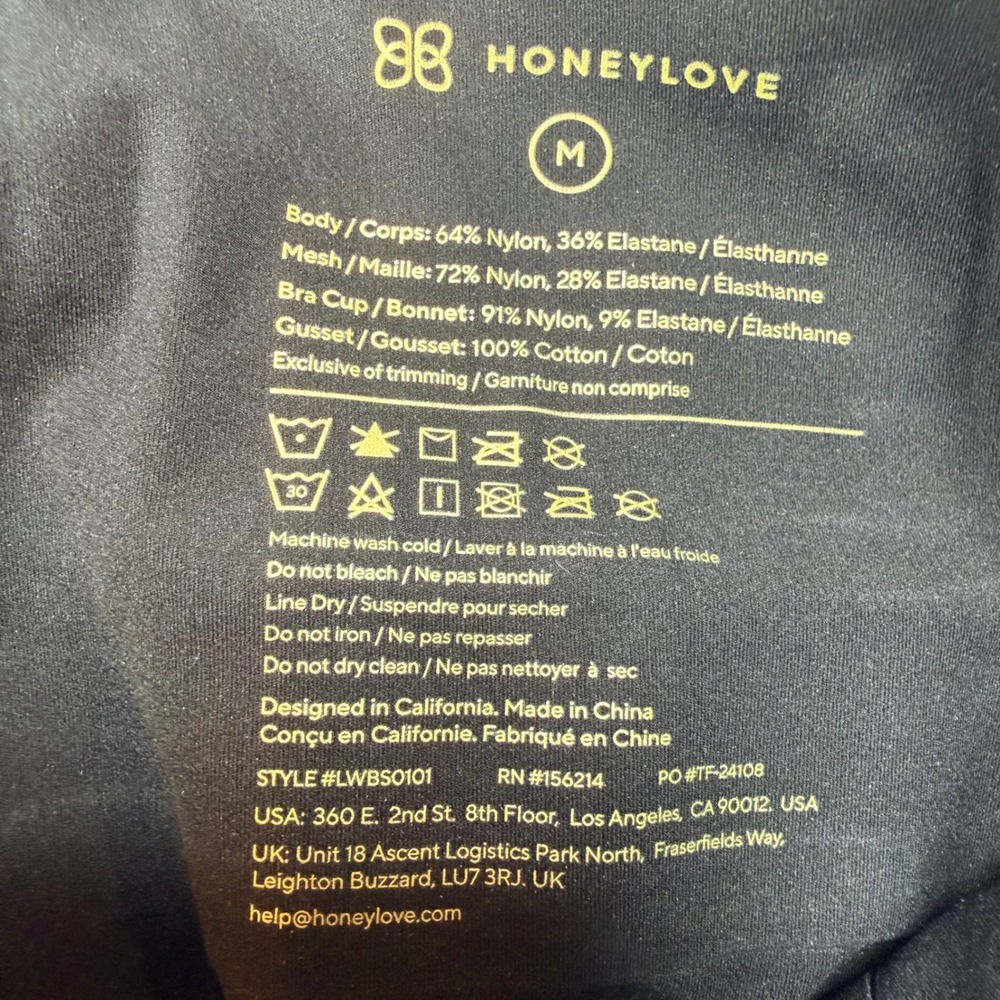 Honeylove LiftWear Bodysuit Black Mesh Shapewear LWBS0101 Size Medium - Picture 6 of 14